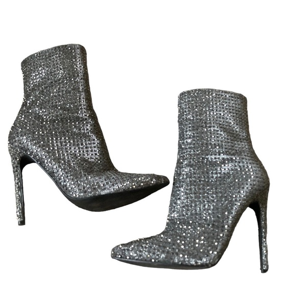 Steve Madden Wifey Glitter Rhinestone Booties Women’s Size 6.5 EUC - Picture 2 of 9